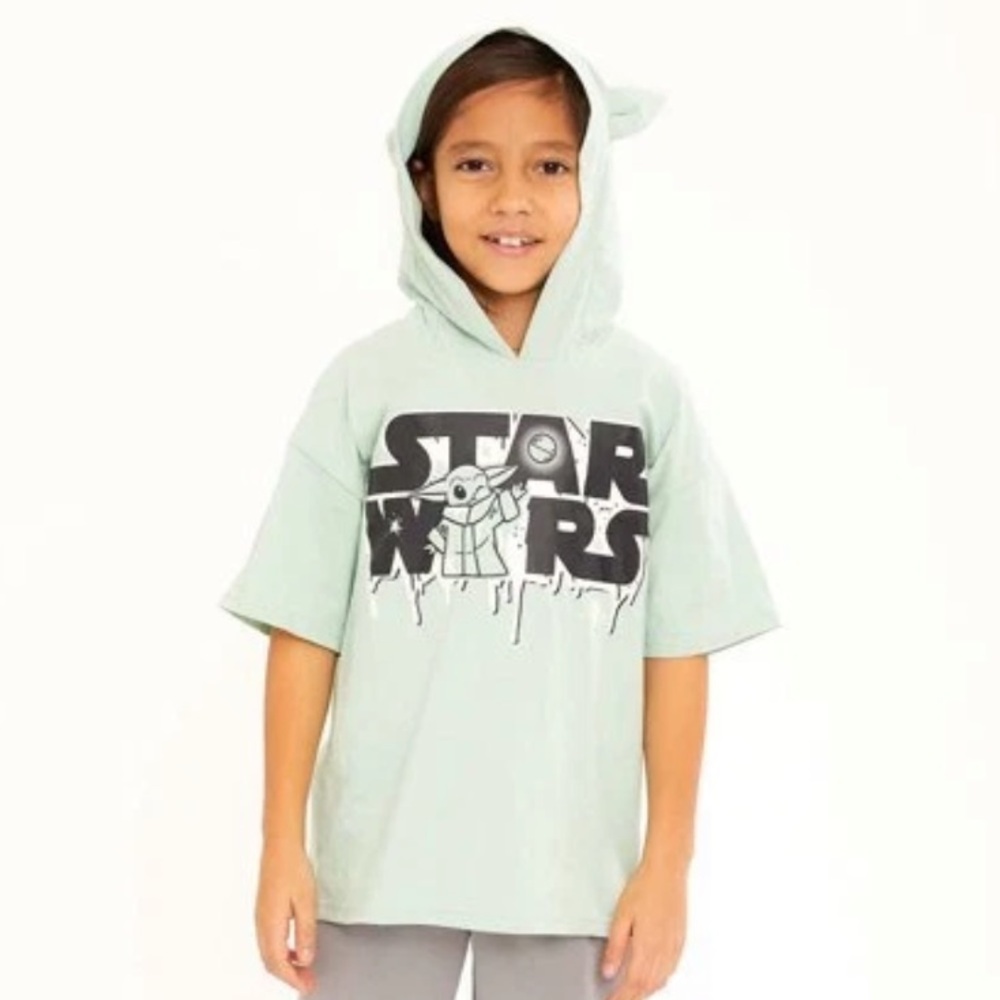 Star Wars Kids Mint Green Hoodie short sleeve Tee‎ Size 10